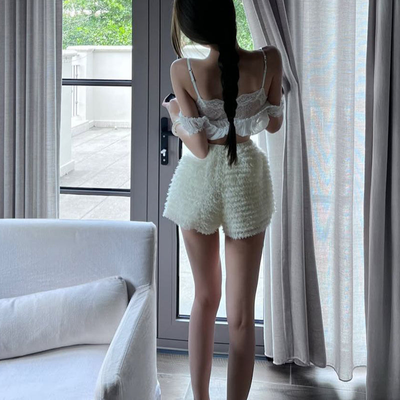 Pure Desire Style Sexy Hot Girl Cake Shorts Age-Reducing Girl High-Waisted Loose Layered Sweet and Spicy Shorts Summer