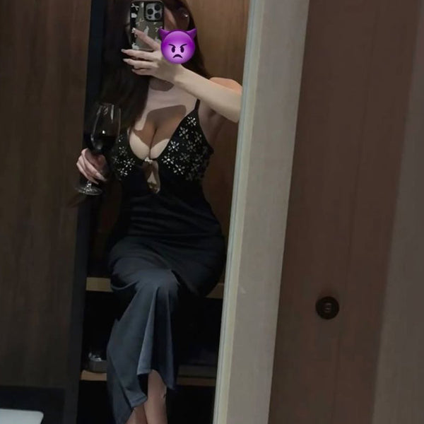 Pure Desire Style Sexy Hot Girl Dress Women Summer Black Low-Cut Slim Fit Slimming Backless Inner Layer Base Long Dress Women