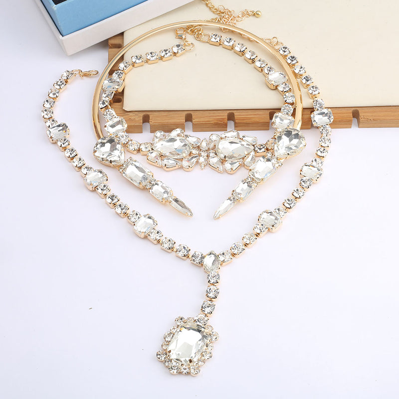 European and American Retro Heavy Craft Gorgeous Fox Necklace Full Zircon Evening Dress Accessory Chain Light Luxury Clavicle Chain Choker for Women