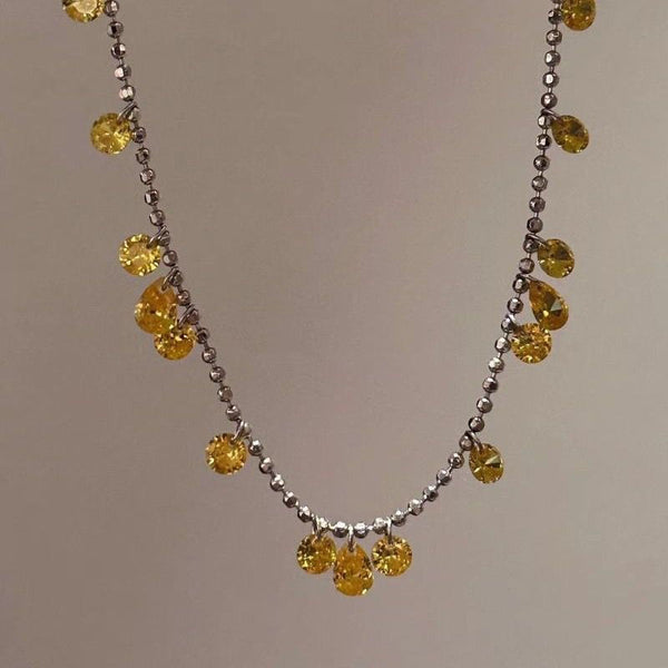 Luxury handmade chain Chinese style yellow extravagant collarbone chain