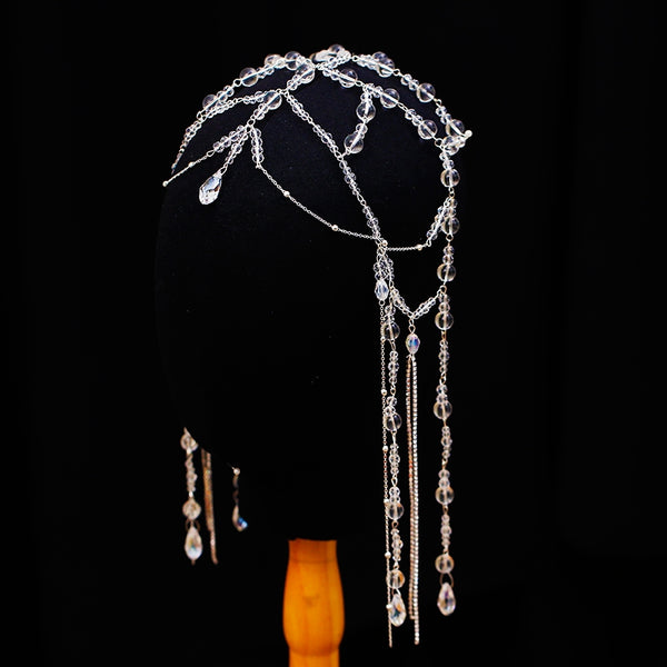 Korean Style Super Fairy Bride Hair Accessories Forest Style Crystal Tassel Forehead Ornament Brow Pendant Wedding Style Makeup Wedding Hair Accessories for Women
