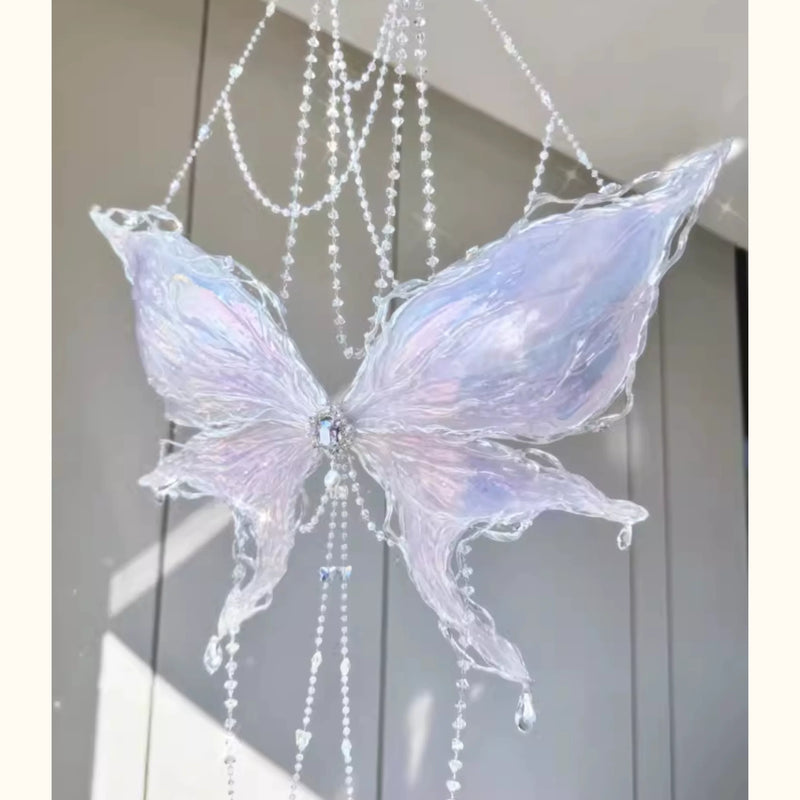 Original design crystal butterfly bustier - light purple ethereal dream handmade butterfly corset top