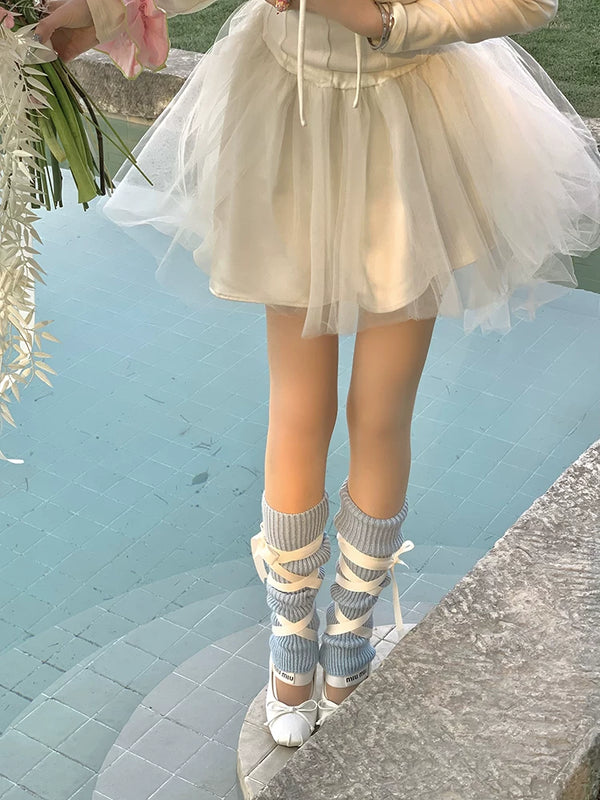 Fashion niche balletcore foot-stepping ballet French girl vertical stripe stack socks sheath leggings y2k