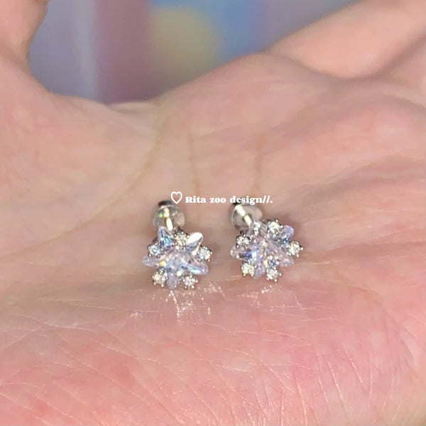 Starry Sky~Bling Stereoscopic Star Bundle Micro inlaid Exquisite Zircon Ear Bone Cochlear Nail Female