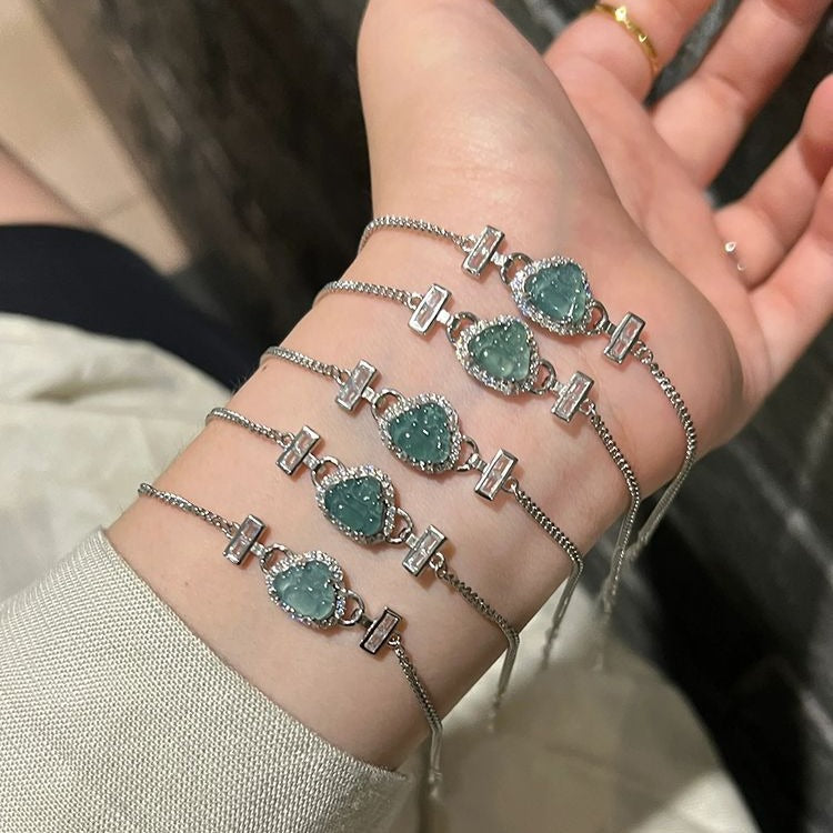 New Chinese style small wealth blue water Buddha public bracelet women's vintage new Chinese niche design high-end jewelry