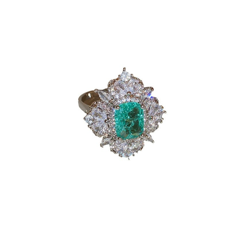 Heavy Industry Zircon Love Double layered Open Ring, Personalized, Light Luxury, Fashionable, Finger Ring, Elegant and High end Accessories