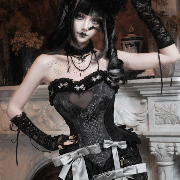 Cupid's box: rococo corset dress with fishbone bust – slim-fit halloween long dress