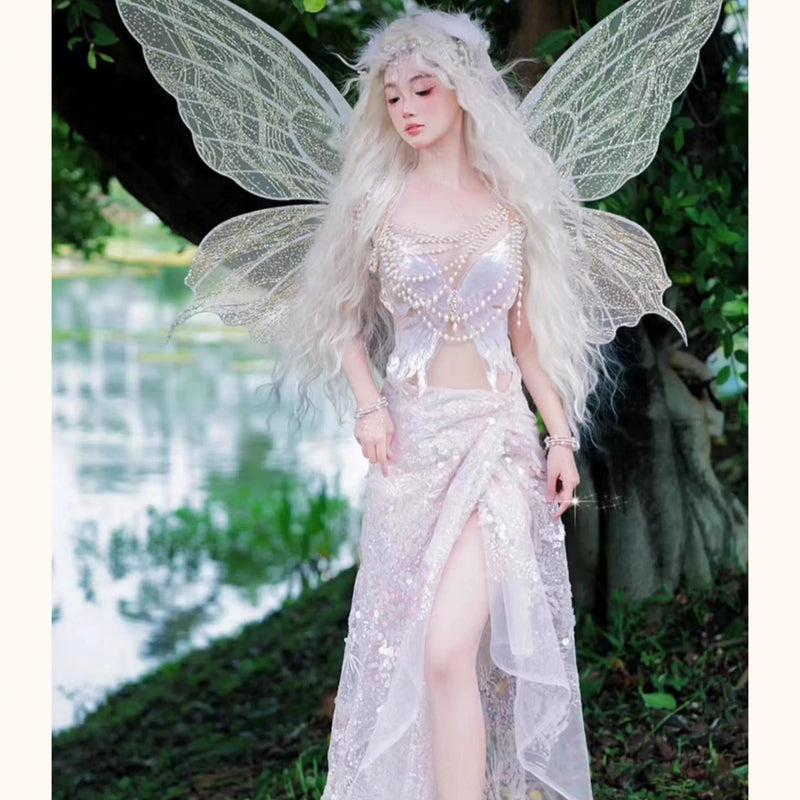 Original design crystal butterfly bustier - light purple ethereal dream handmade butterfly corset top