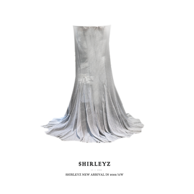 Silver slimming sexy dress full diamond split goddess maxi dress