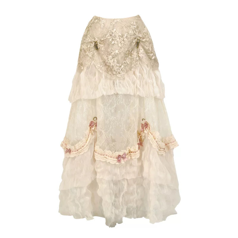 French elegant long trailing skirt Christmas dress