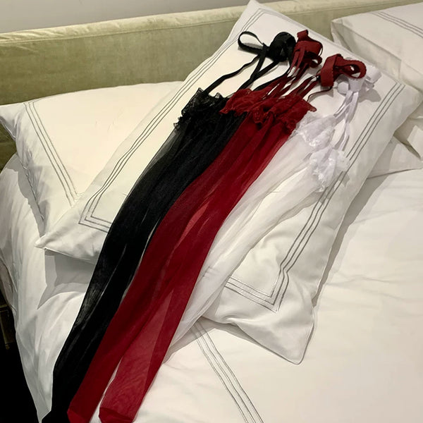 Fashion ultra-thin suspender lace black silk stockings women's sexy long socks Internet celebrity suspender socks