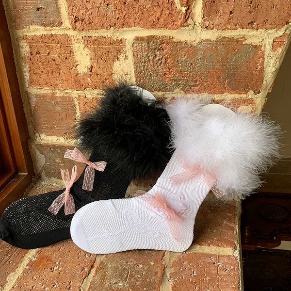 Fashion niche Japanese hollow tube socks Mao Mao, lace bow Lolita black sexy mesh socks