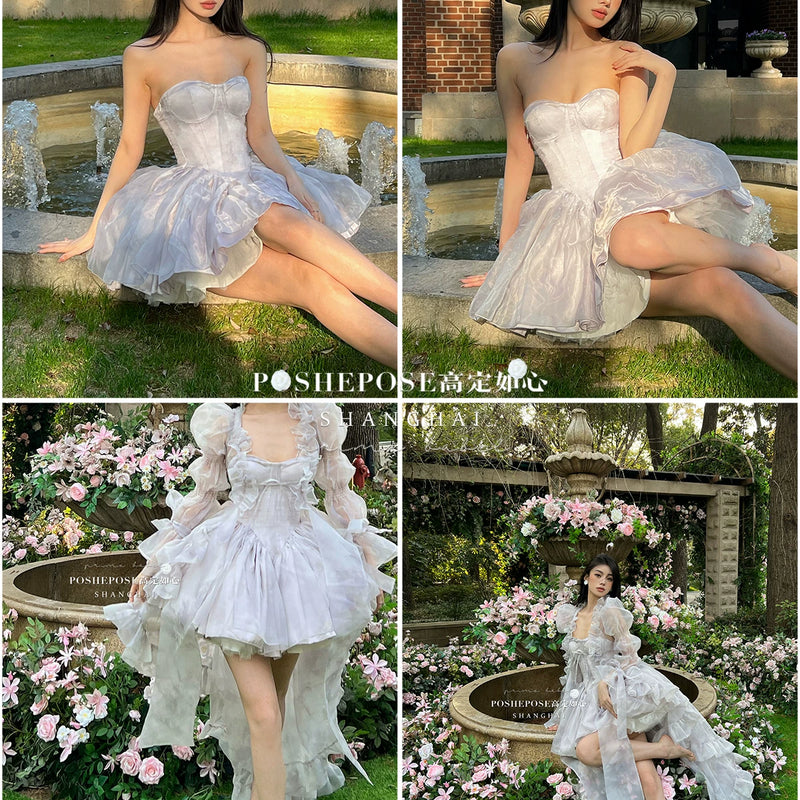High-end custom-made iris heart thoughts·her lifelong dream jade smoky purple birthday dress