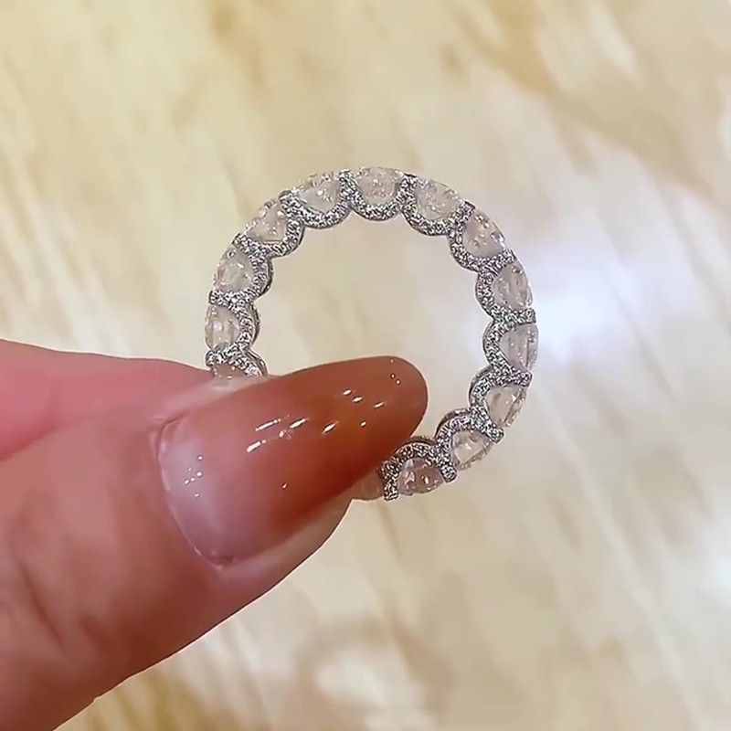 Super flash full diamond ring women's ins light luxury niche design high-end creative ring personality versatile index finger ring