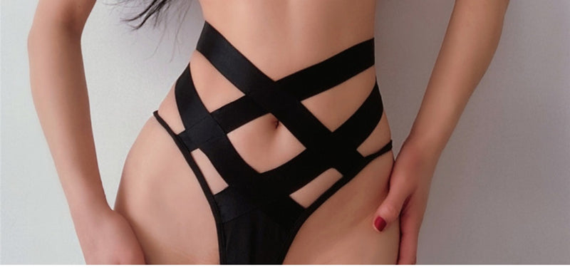 Spice girl sexy hollow suspender underwear set temperament versatile black pure desire scheming small chest gathering strap bra