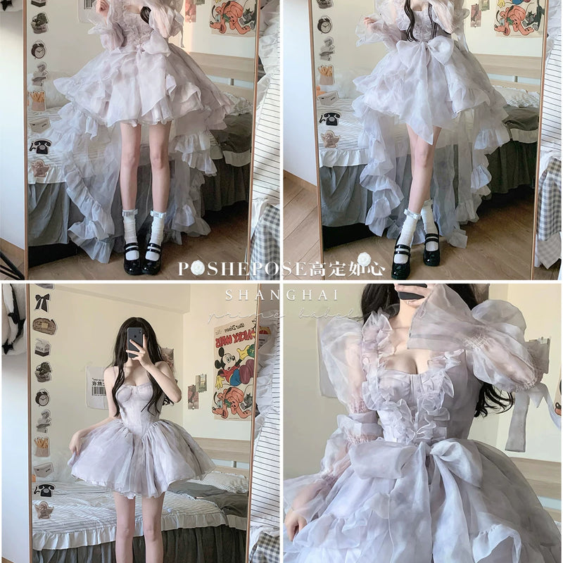 High-end custom-made iris heart thoughts·her lifelong dream jade smoky purple birthday dress