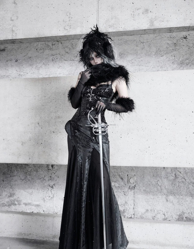 Original ◆ Snake eyes shadow snake pattern stretch gothic suspender dress dress mermaid dress christmas halloween dress