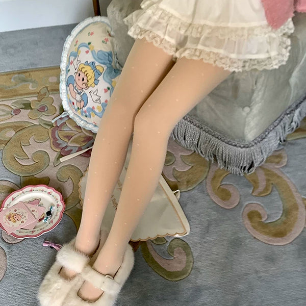 Fashion niche design polka dot love stockings rich daughter thickened bare legs flocking polka dot high elastic conjoined