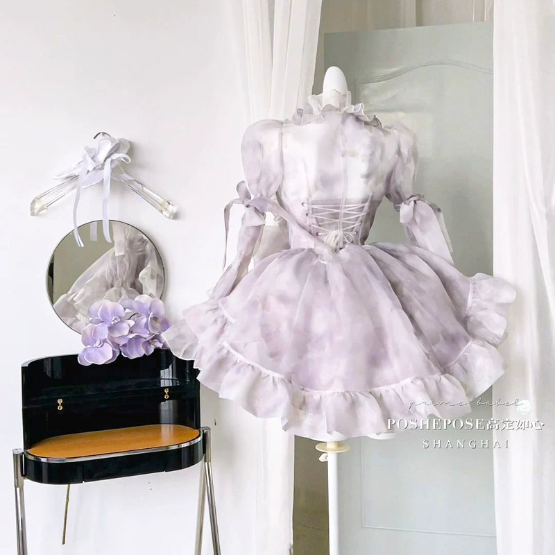 High-end custom-made iris heart thoughts·her lifelong dream jade smoky purple birthday dress