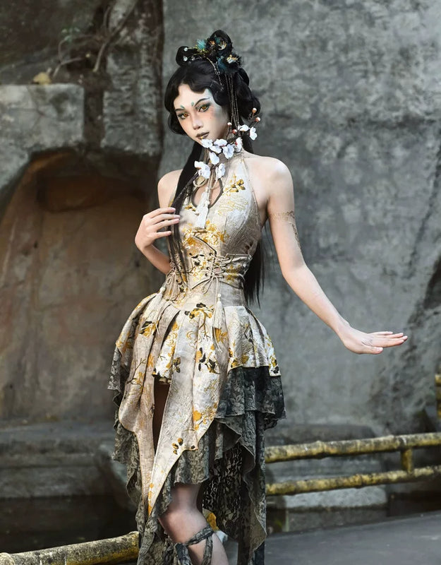 New chinese style tassel jacquard tassel scale pattern waist girdle christmas