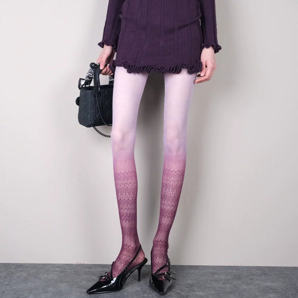 Everything is free verse~ trend fashion gradual change wavy stockings high-end lace stitching thin pantyhose