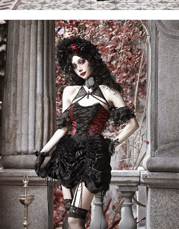 Duchess gothic spiderweb heavy industry court slimming strap dress christmas