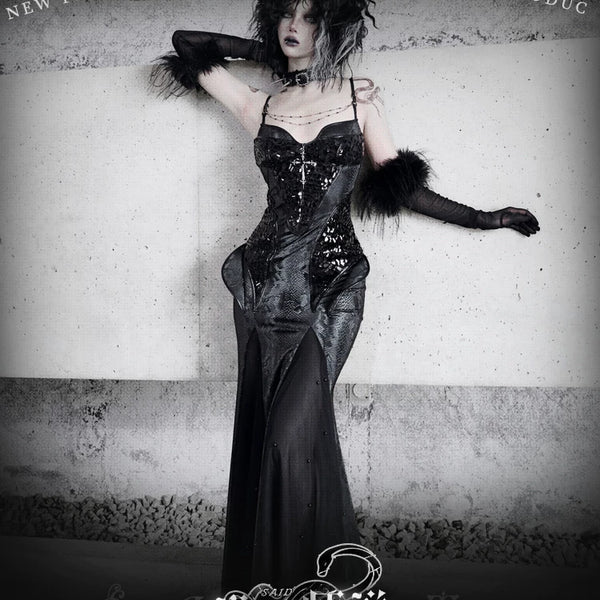 Original ◆ Snake eyes shadow snake pattern stretch gothic suspender dress dress mermaid dress christmas halloween dress