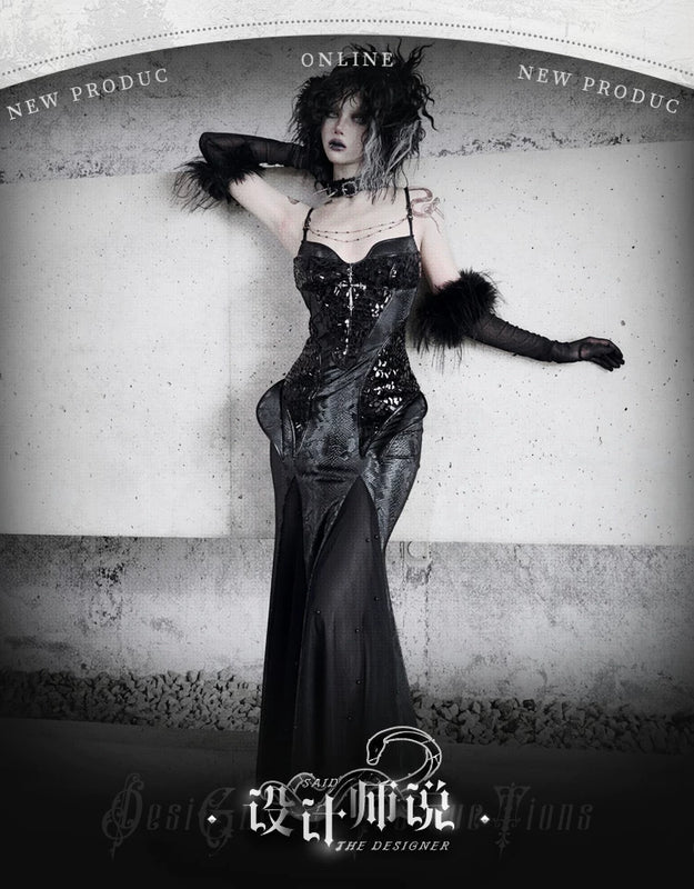 Original ◆ Snake eyes shadow snake pattern stretch gothic suspender dress dress mermaid dress christmas halloween dress