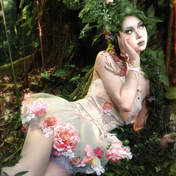 Mori Spirit Flower God Elf Wind Mori Simulation Flower Puff Skirt Support Culottes Christmas