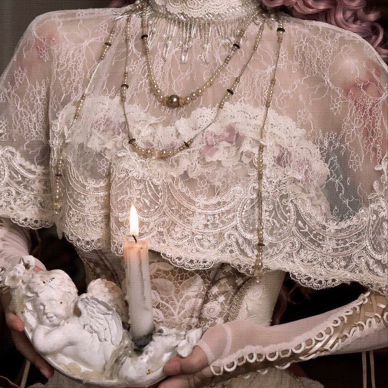 Lace cropped capelet top - christmas design, court style blouse