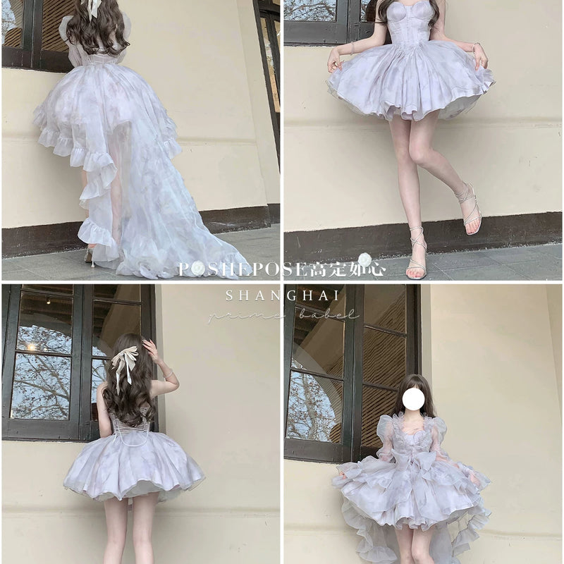 High-end custom-made iris heart thoughts·her lifelong dream jade smoky purple birthday dress