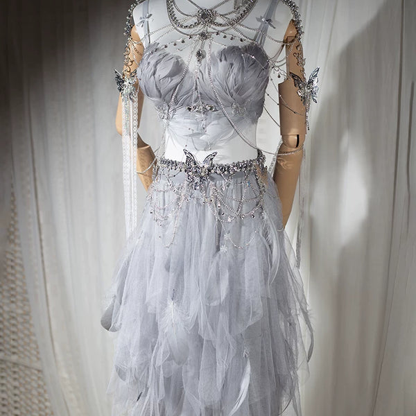 Electronic music festival european and american dj nightclub bar disco performance ds performance angel photo feather suit