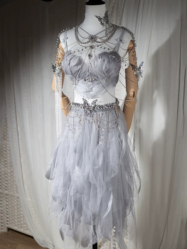 Electronic music festival european and american dj nightclub bar disco performance ds performance angel photo feather suit