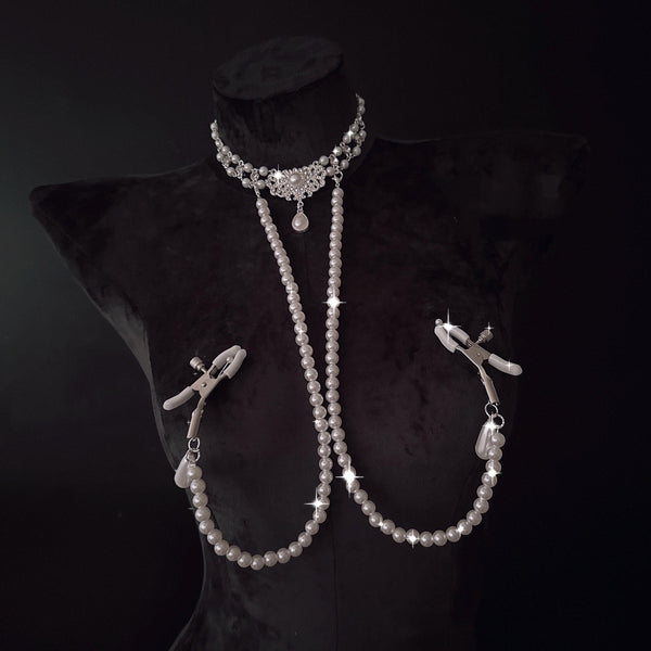 CAROLLL New Chinese Mood for Love Pearl Collar Hairpin Rhinestone Body Chain Milk Clip Silent can be worn out