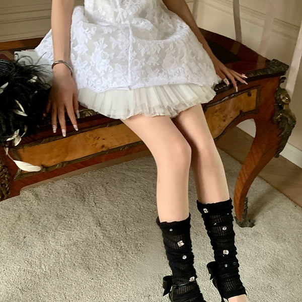 Fashion niche design European personalized thin diamond-encrusted Lolita jk wind sweet socks light luxury calf socks