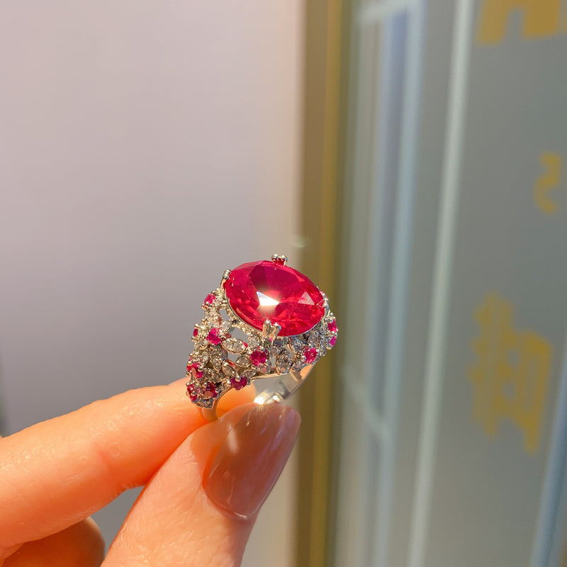 Zhuang Shengsheng Jewelry European and American Color Treasures European and American Popular Temperament Jewelry Retro Ring Main Stone 12 * 14