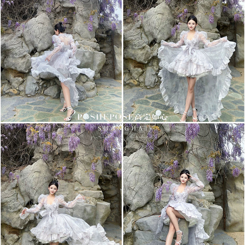 High-end custom-made iris heart thoughts·her lifelong dream jade smoky purple birthday dress