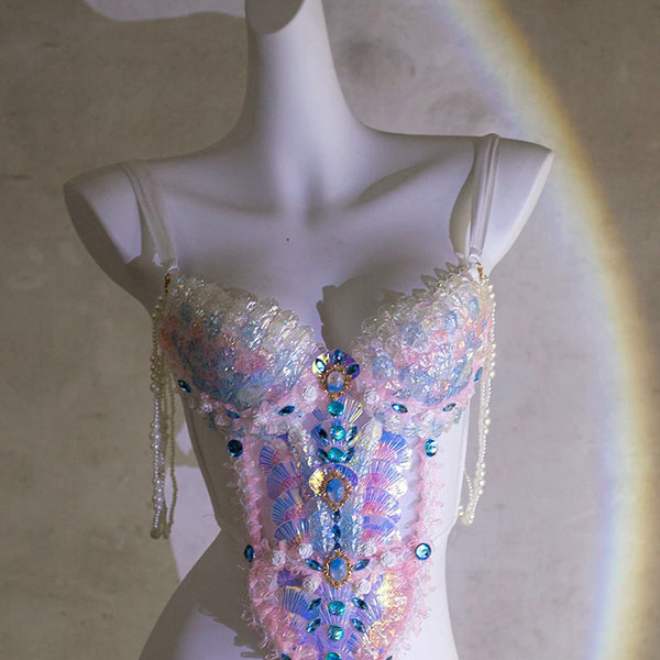 Blue and pink heavy industry mermaid princess scale bra xishuangbanna travel photography photo costume halloween clothes