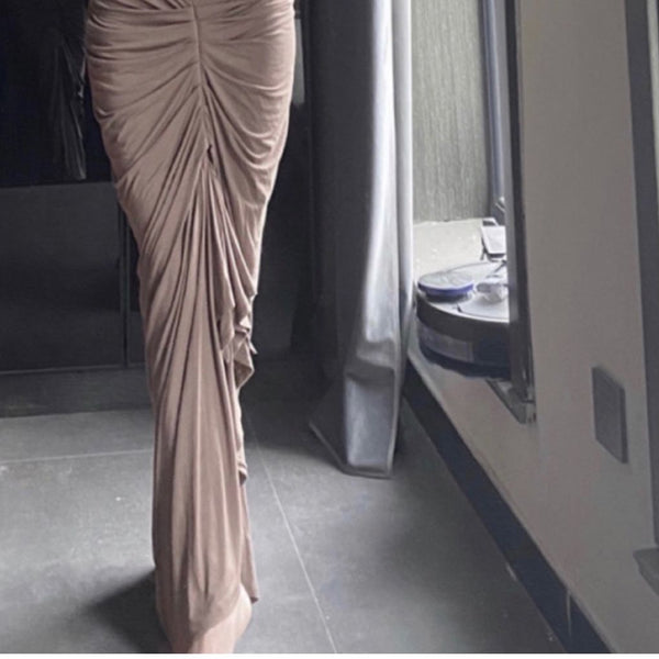 Foreign style niche design versatile high waist skirt Muse sexy S curve slim fit pleated hip wrap fishtail skirt
