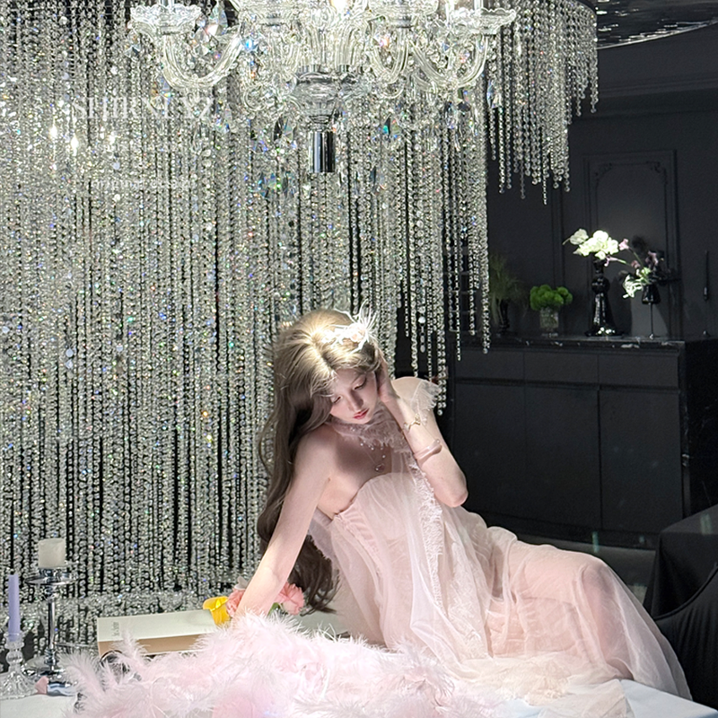 Pink atmosphere classyslimming looktube topdress goddess style long skirt