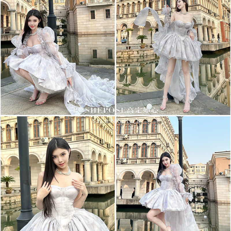 High-end custom-made iris heart thoughts·her lifelong dream jade smoky purple birthday dress