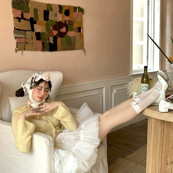 Fashion niche classic versatile girl bow tube socks jennie dragon heart same stacking socks women