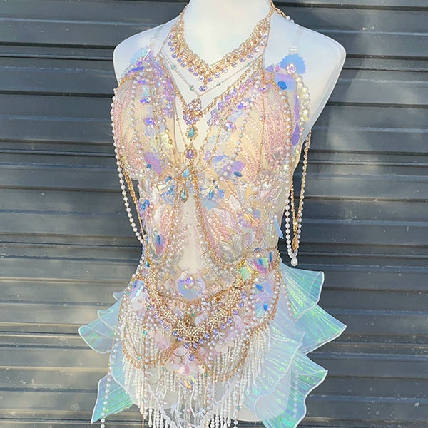Mermaid swimsuit european and american edc electronic music festival costume tutu luxury ds performance outfit clubbing dj bar show halloween dress