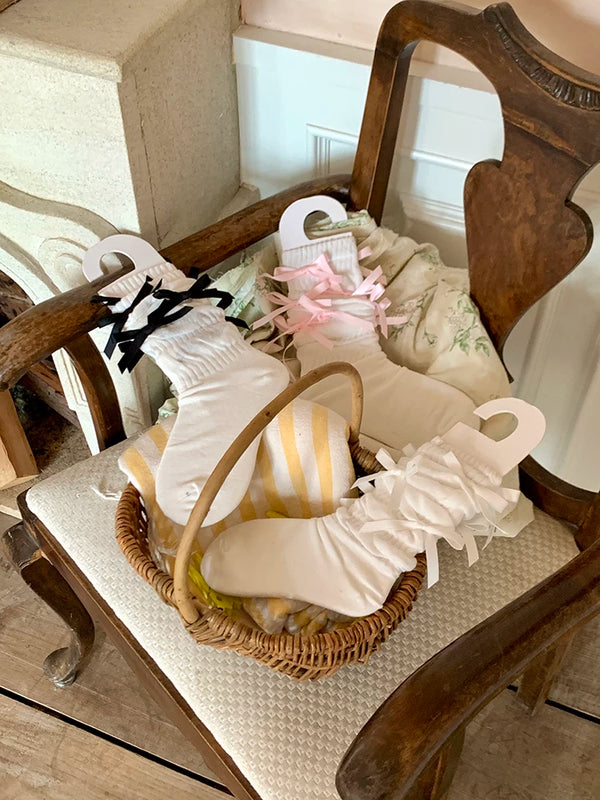 Fashion niche pink bow medium tube sweet stacking socks ballet girl jennier same style