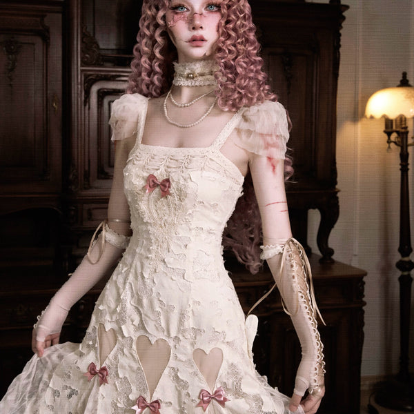 Original ◆ Eros poem box, pure cotton love bow hollow suspender dress Christmas