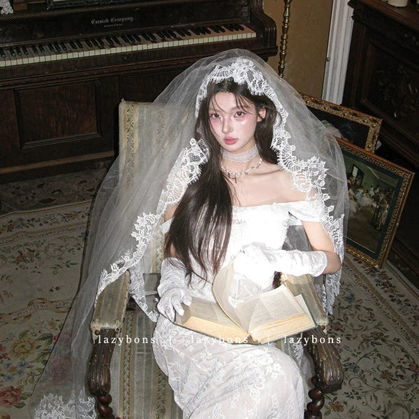 One-word shoulder dress femininity socialite birthday party light wedding dress fishbone waist lace hip-wrapped dress