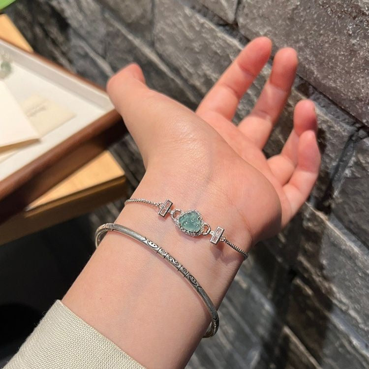 New Chinese style small wealth blue water Buddha public bracelet women's vintage new Chinese niche design high-end jewelry