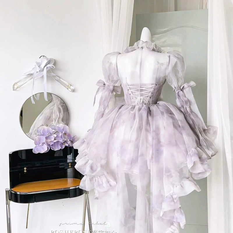 High-end custom-made iris heart thoughts·her lifelong dream jade smoky purple birthday dress