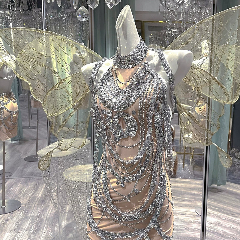 Handmade personalized rhinestone birthday elegant socialite halterbackless taylor swift same style dress