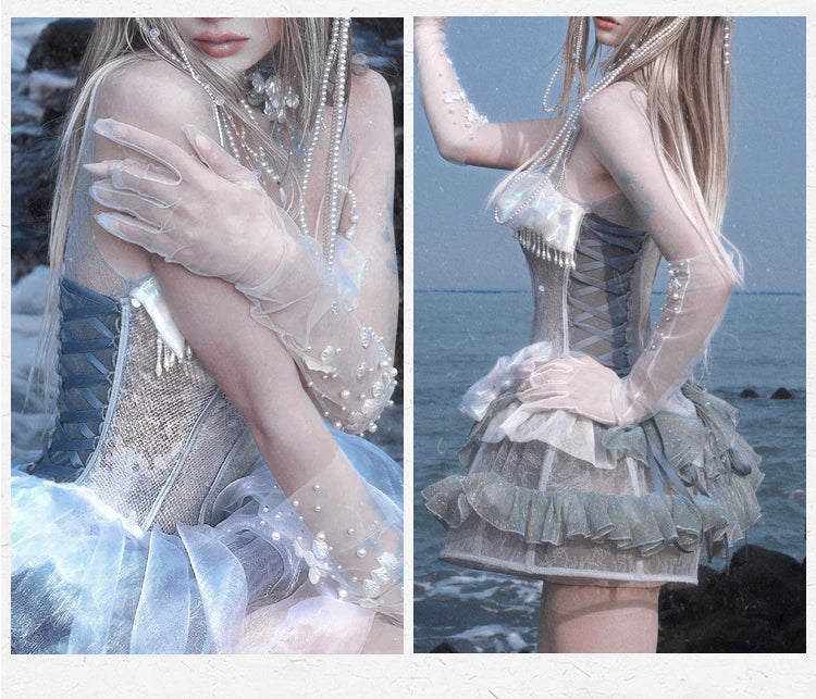 Heavy Industry Sequins Polarized Fishbone Jellyfish Holiday Dress Christmas